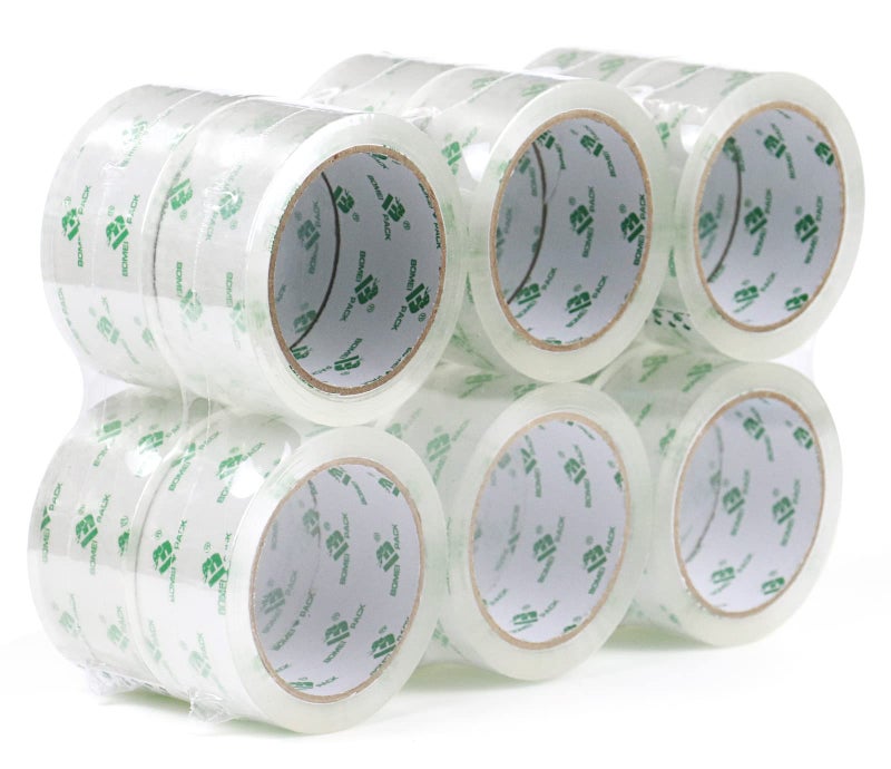 BOMEI PACK 12 Rolls Crystal Clear Packing Tape Refill, Shipping Packaging Tape, 2 Mil 1.88 inch x 60 Yards for Carton Box Sealing - Image 1