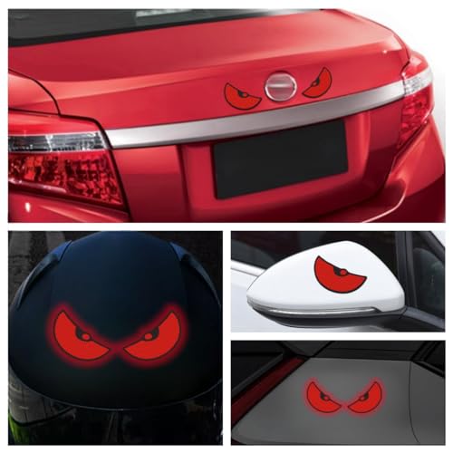 JULOPO Car Reflective Stickers Decals Suitable red Eye Pattern for car Trunk Rear Tailgate Bumper car Glass Motorcycle Bicycle Helmet and More - Image 5