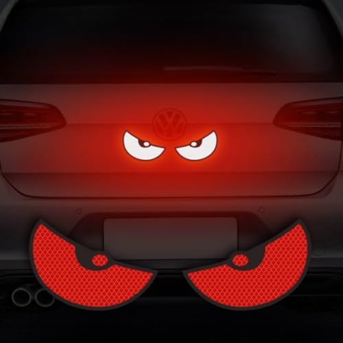 JULOPO Car Reflective Stickers Decals Suitable red Eye Pattern for car Trunk Rear Tailgate Bumper car Glass Motorcycle Bicycle Helmet and More - Image 1