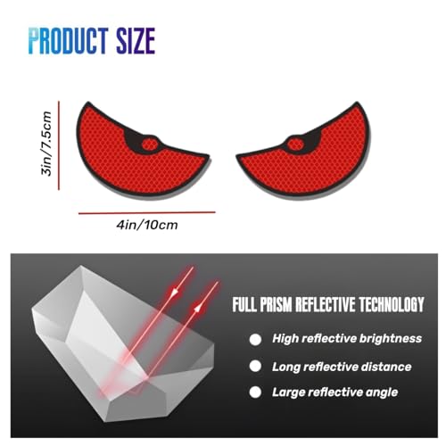 JULOPO Car Reflective Stickers Decals Suitable red Eye Pattern for car Trunk Rear Tailgate Bumper car Glass Motorcycle Bicycle Helmet and More - Image 3