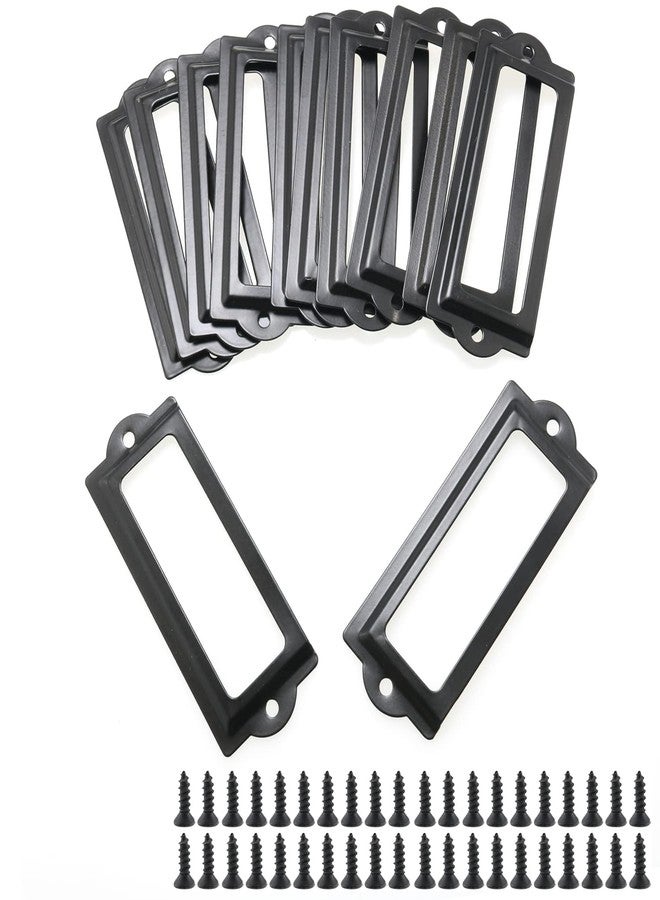 JianLing 20PCS Black Label Holder Black Office Library File Drawer Cabinet Card Tag Holder Metal Office File Cabinet Shelves Drawer Name Card Label Holder Frames - Image 1