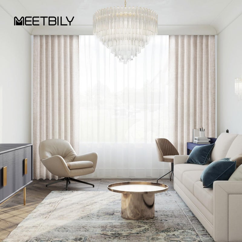 MEETBILY 94 Inches Long Linen Sheer Curtains for Living Room 2 Panels Set  Rod Pocket Linen Textured Drapes Modern Airy Privacy Window Curtains for Bedroom Cottage Farmhouse Decor 50x94 Length - Image 5