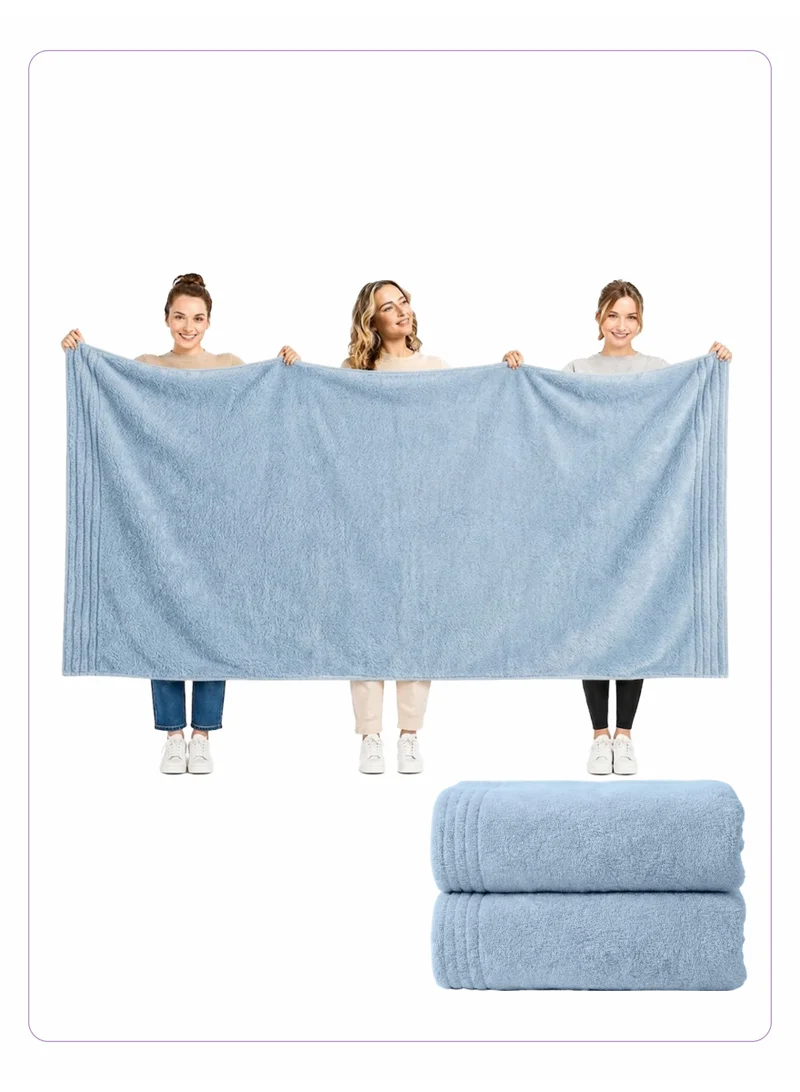 Donetella Bath Sheet (2 Pack , 90 X 180 cm) - Microfiber 330 GSM - Ultra Soft & Highly Absorbent Quick Dry Large Bath Sheet, Lightweight Solid Bath Sheet for Bathroom, Gym, Spa & Travel.