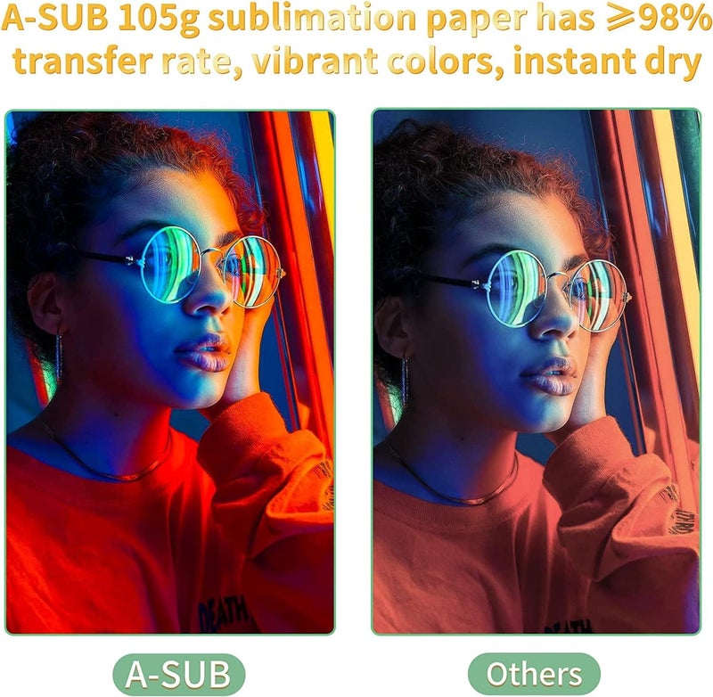 A-SUB Sublimation Paper- 150 Sheets Heat Transfer Paper 8.5x14 inch Compatible with Inkjet Sublimation Printer 105g - Image 2