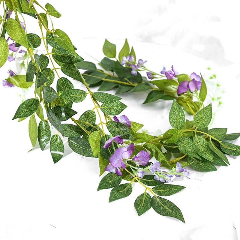 DVGUN Wisteria Garland Artificial Flowers Wisteria Vine - 5Pcs Total 33ft Purple Fake Hanging Flower - Image 5