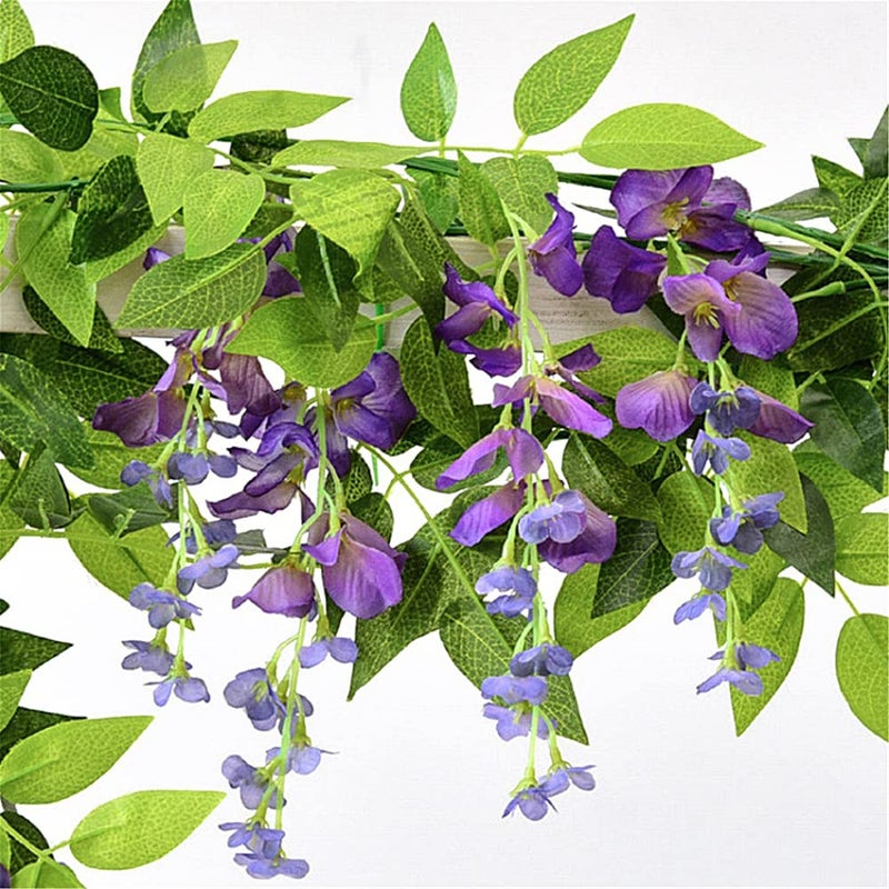 DVGUN Wisteria Garland Artificial Flowers Wisteria Vine - 5Pcs Total 33ft Purple Fake Hanging Flower - Image 3