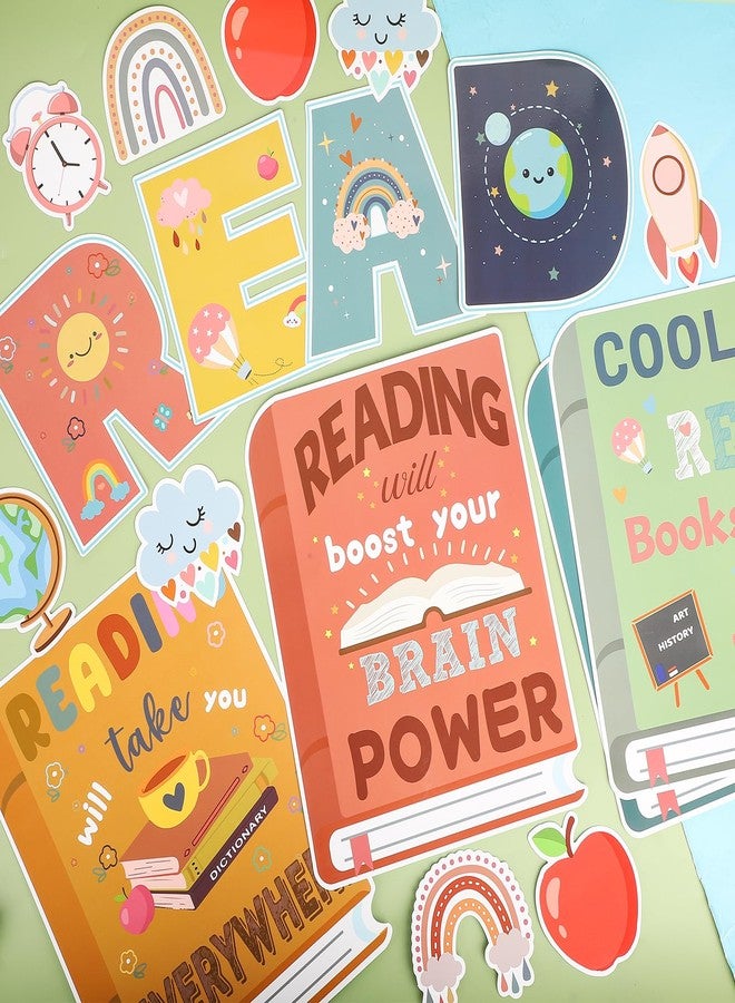 Hedeey 43 Pcs Reading Bulletin Board Sets Classroom Themes Decoration Sets Boho Reading Posters for Elementary Middle School Library Classroom Reading Corner Decorations - Image 4