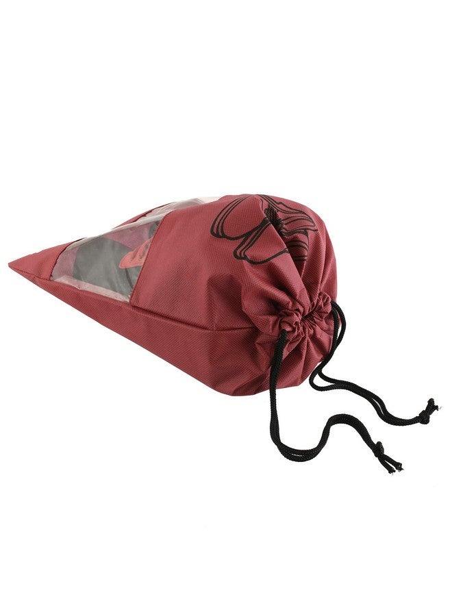 Kuber Industries Shoe Cover/String Bag Organizer|Shoe Print & Non Woven Material|Transparent Window|Size 43 x 30 Cm, Pack of 6 (Maroon)-CTMTC039494 - Image 4