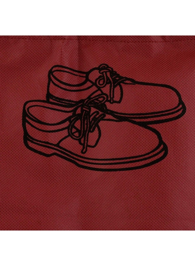 Kuber Industries Shoe Cover/String Bag Organizer|Shoe Print & Non Woven Material|Transparent Window|Size 43 x 30 Cm, Pack of 6 (Maroon)-CTMTC039494 - Image 3