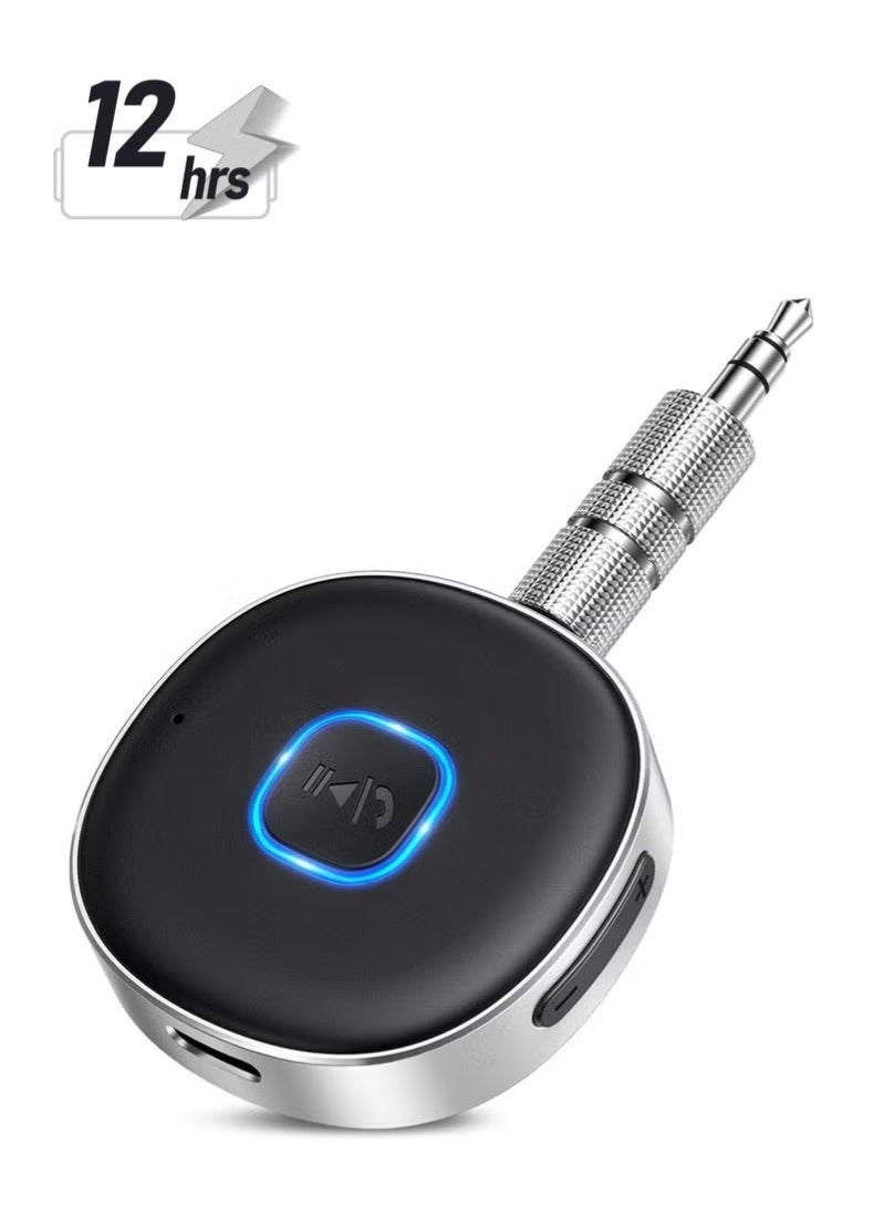 Bluetooth Adapter, Mini AUX Bluetooth 5.0 Receiver for Music Streaming, Hands-free Calls, Dual Connection, 12H Playtime, Car Bluetooth Aux Adapter, Home Stereo, Wired Headphones, Speaker - Image 1
