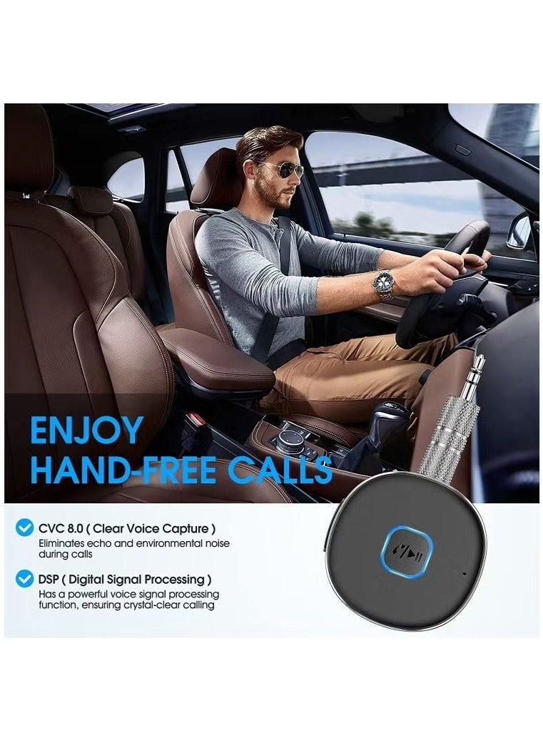 Bluetooth Adapter, Mini AUX Bluetooth 5.0 Receiver for Music Streaming, Hands-free Calls, Dual Connection, 12H Playtime, Car Bluetooth Aux Adapter, Home Stereo, Wired Headphones, Speaker - Image 4