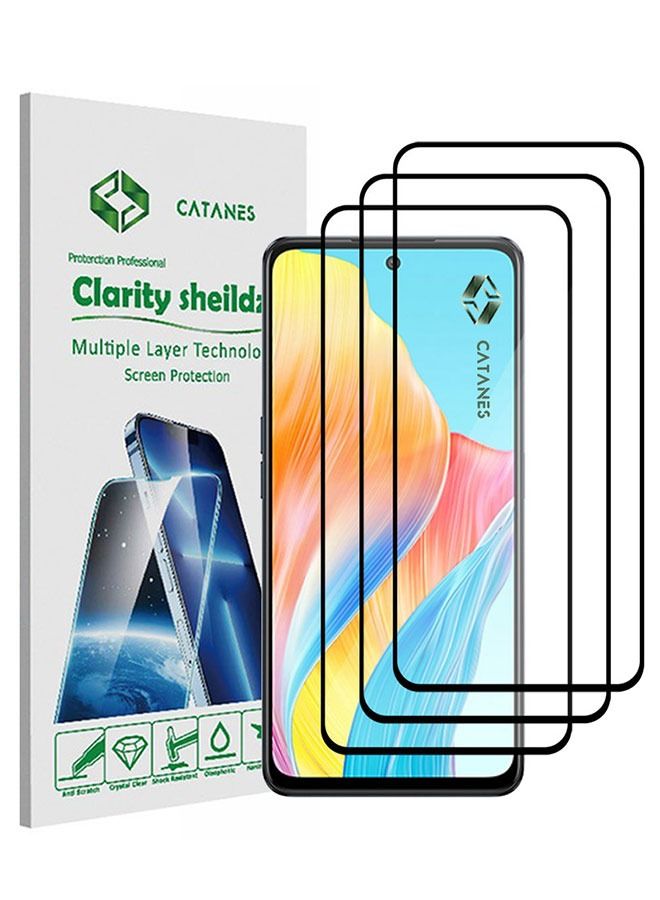 CATANES 3 Pack For Oppo A1 Tempered Glass Screen Protector Full Glue Back - Image 1