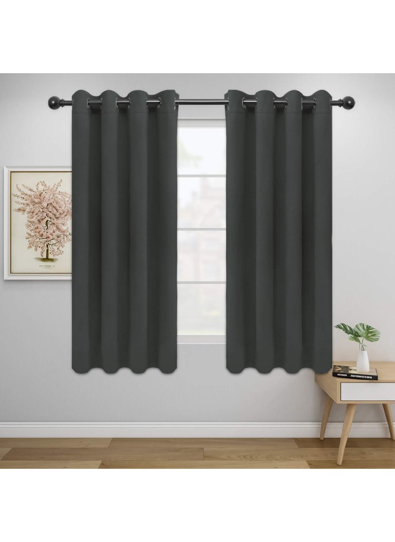 Easy-Going Easy-Going Blackout Curtains for Bedroom  Solid Thermal Insulated Grommet and Noise Reduction Window Drapes  Room Darkening Curtains for Living Room  2 Panels(52x63 in Dark Gray)  - Image 1