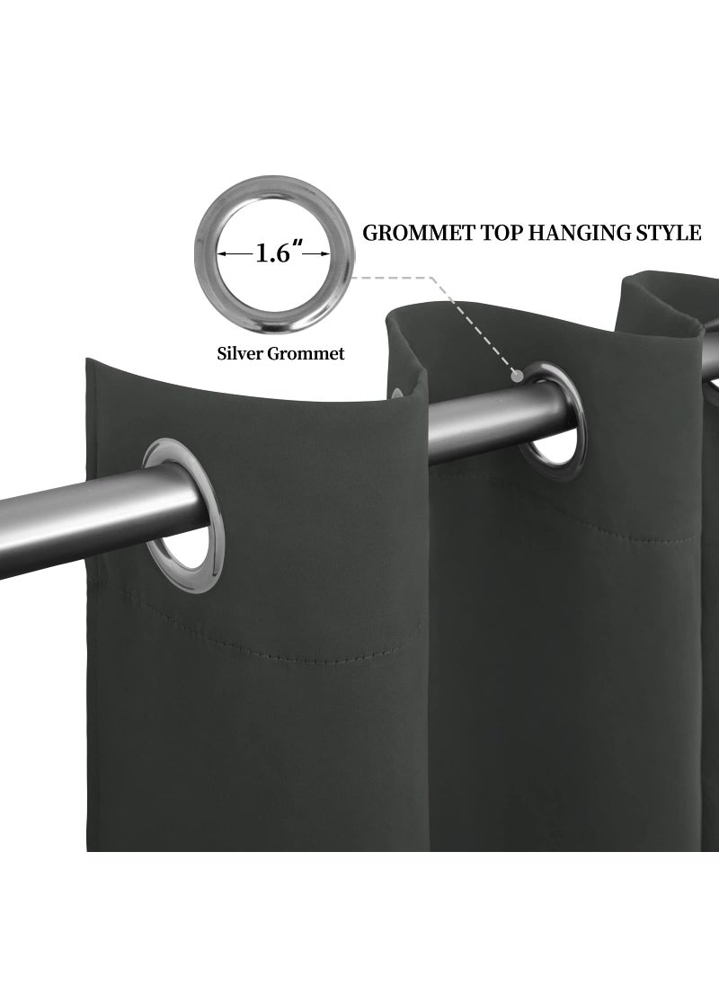 Easy-Going Easy-Going Blackout Curtains for Bedroom  Solid Thermal Insulated Grommet and Noise Reduction Window Drapes  Room Darkening Curtains for Living Room  2 Panels(52x63 in Dark Gray)  - Image 5