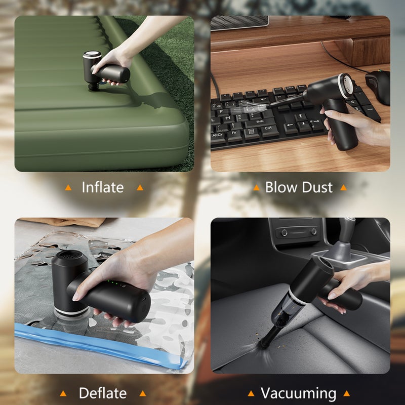 Portable Air Pump Mini Cordless Electric Air Pump Handheld Vacuum Cleaner Brusheless Motor 7kPa High Power Built-in 6000mAh Battery Quick Inflate Deflate for Pool Floats Air Mattress Swimming Ring - Image 3