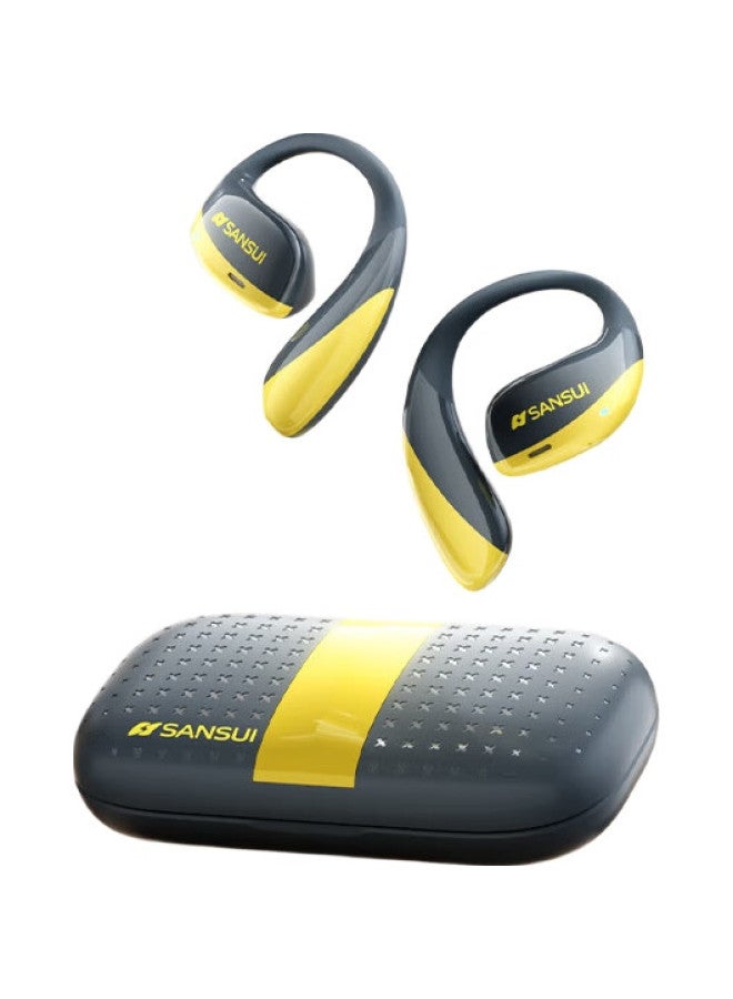 Sansui [Major New Product | Three Major Upgrades] T19 Bluetooth Headphones, Over-Ear Bone Conduction, Open-Ear Design, Wireless Noise-Cancelling Sports Earphones, Top Ten Ranking, Gray And Yellow - Image 1