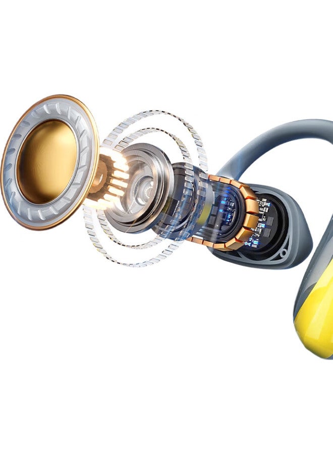 Sansui [Major New Product | Three Major Upgrades] T19 Bluetooth Headphones, Over-Ear Bone Conduction, Open-Ear Design, Wireless Noise-Cancelling Sports Earphones, Top Ten Ranking, Gray And Yellow - Image 2