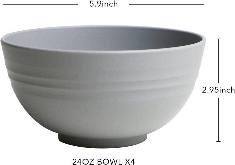greenandlife 24oz4PCS Lightweight  Unbreakable Wheat Straw Cereal Bowls  Noodle Fruit Soup Bowl Rice Bowls Dishwasher Microwave Safe Nontoxin BPA free and Healthy - Image 2