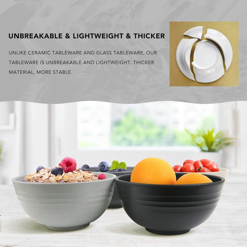 greenandlife 24oz4PCS Lightweight  Unbreakable Wheat Straw Cereal Bowls  Noodle Fruit Soup Bowl Rice Bowls Dishwasher Microwave Safe Nontoxin BPA free and Healthy - Image 3