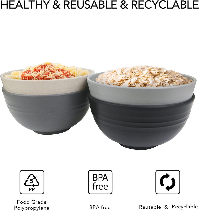 greenandlife 24oz4PCS Lightweight  Unbreakable Wheat Straw Cereal Bowls  Noodle Fruit Soup Bowl Rice Bowls Dishwasher Microwave Safe Nontoxin BPA free and Healthy - Image 5