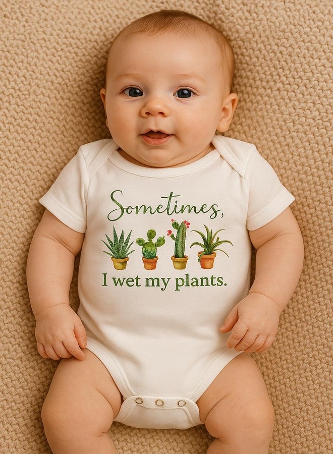 Witty and Bitty Sometimes I Wet My Plants Succulents and Cactus Onesie/Bodysuit (0-3 months) - Image 3