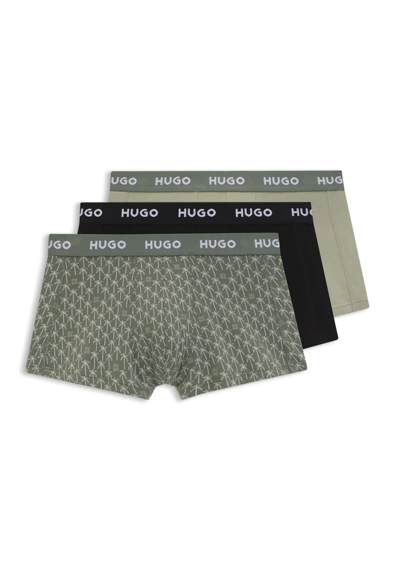 HUGO Three-pack of trunks in stretch cotton