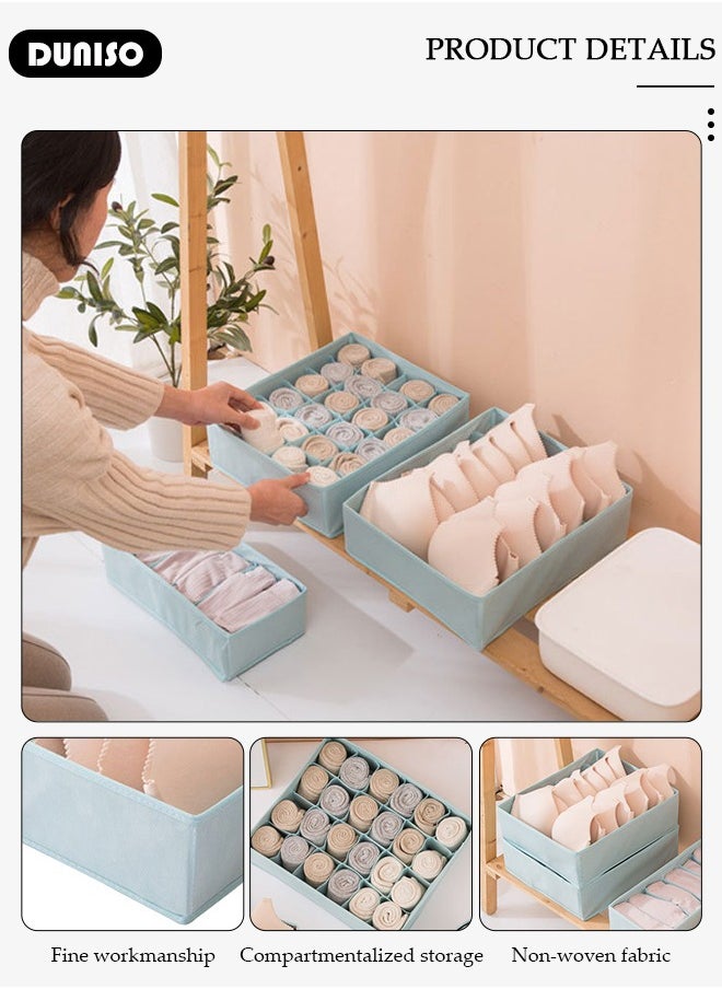 DUNISO 3pcs Wardrobe Clothes Organizer Sock Underwear Drawer Organizer Dividers Cell Foldable Fabric Dresser Closet Storage Box and Storage Bins for Clothing, Baby Clothes, Bra, Panty, Skirt,Scarf, Ties, Scarves  - Image 2