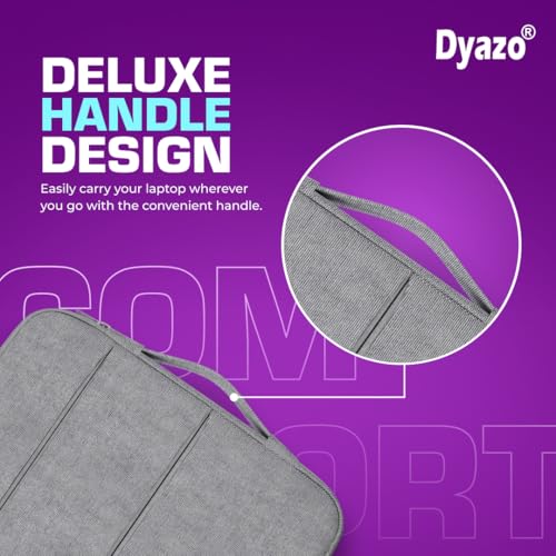 Dyazo 14.1 Inch Laptop Sleeve Case Cover with Handle & 2 Front Pockets | 1 Year Warranty | Compatible with Lenovo, HP, Dell, Asus, Acer & Other Notebooks | Grey - Image 3