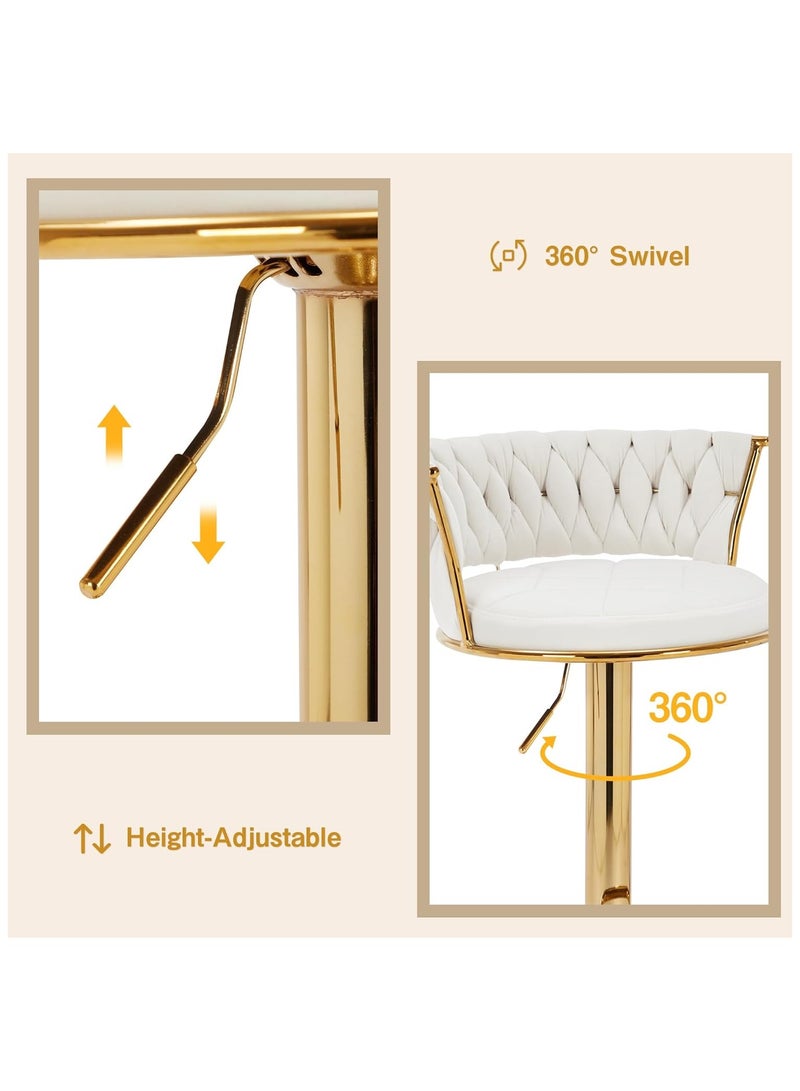 DubaiGallery Luxury bar Stool,Modern Round Adjustable Reception Chair, Gold Velvet Bar Chair, Kitchen high Dining Chair , Height Adjustable and 360° Swivel. Suitable for bar, Home, offce, Cafe - Image 3