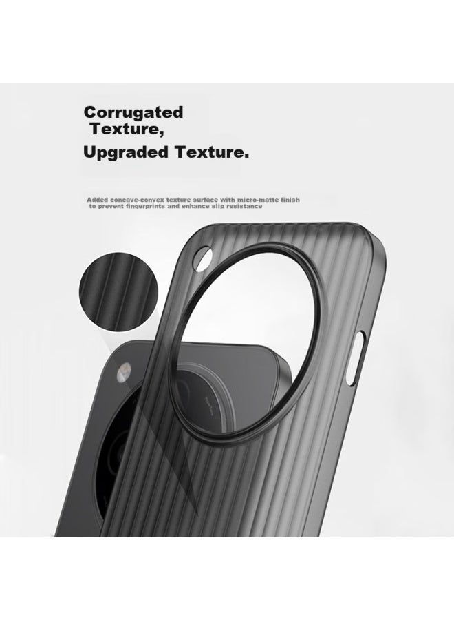Kmaxai Ultra-Thin Frosted Pp Case For Oppo Find X8S+ With Full Lens Protection And Anti-Slip Design, Simple And Stylish Corrugated Pattern - Transparent Black - Image 3