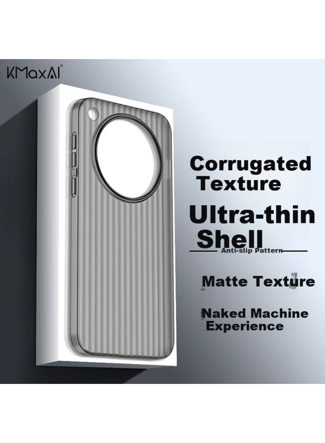 Kmaxai Ultra-Thin Frosted Pp Case For Oppo Find X8S+ With Full Lens Protection And Anti-Slip Design, Simple And Stylish Corrugated Pattern - Transparent Black - Image 1