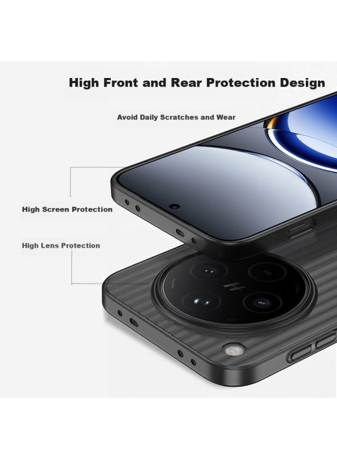 Kmaxai Ultra-Thin Frosted Pp Case For Oppo Find X8S+ With Full Lens Protection And Anti-Slip Design, Simple And Stylish Corrugated Pattern - Transparent Black - Image 4