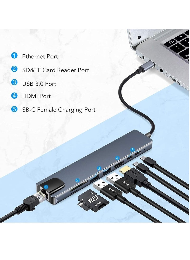 Gravity USB-C 8-in-1 Multiport Hub Adapter – 4K HDMI, Gigabit Ethernet, and PD Charging for Enhanced Connectivity - Image 3