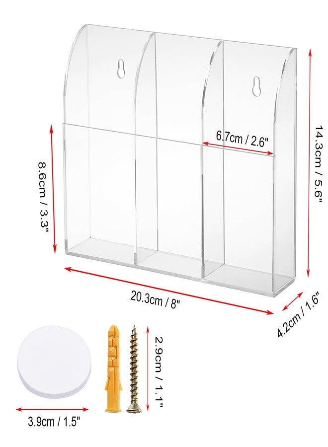 BTSKY Acrylic Dry Erase Marker Holder, 8x1.6x5.6 Inch Wall Remote Holder, Pen Holder for Wall, Clear Wall Mount Storage Box with 3 Compartments for Whiteboard, Fridge, Locker Makeup Brush - Image 4