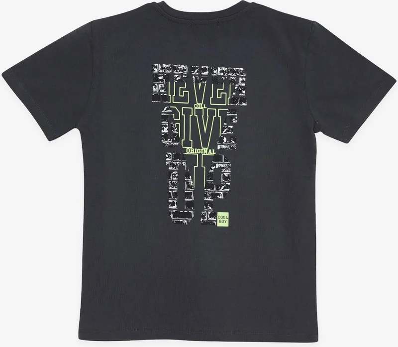 Breeze Girls & Boys Boy's T-Shirt with Text Printing, Age 8-14, Anthracite