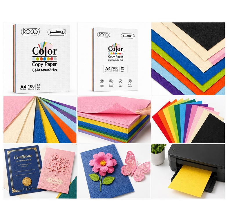 روكو ROCO A4 Color Copy Paper 80gsm 100 Sheets Assorted Colors Multipurpose Printing Paper for Copier Inkjet Laser School Office - Image 2