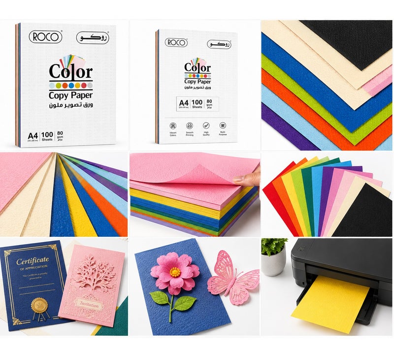 روكو ROCO A4 Color Copy Paper 80gsm 100 Sheets Assorted Colors Multipurpose Printing Paper for Copier Inkjet Laser School Office - Image 3
