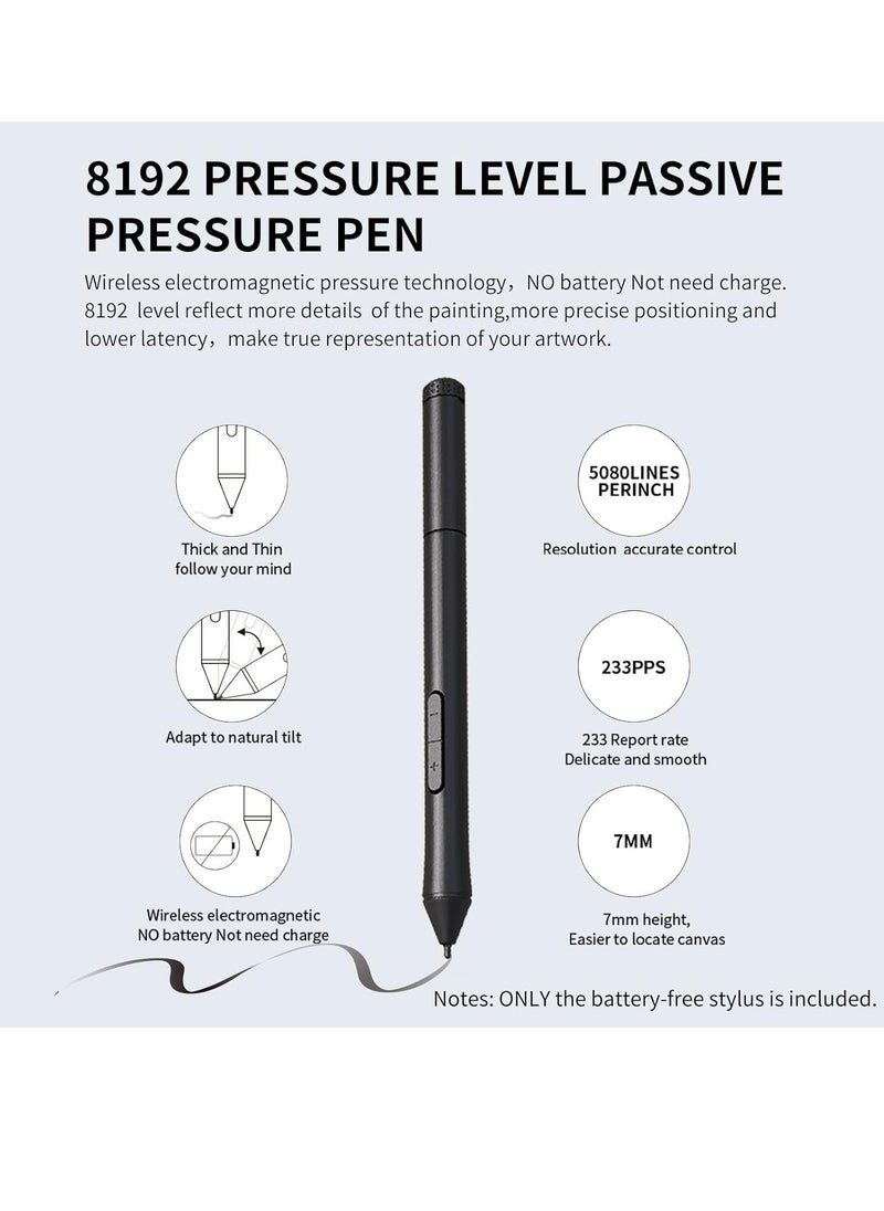 General Battery-free stylus pen 8192 pressure levels with 2 wireless customizable buttons for T503 G10 graphics tablet  - Image 3