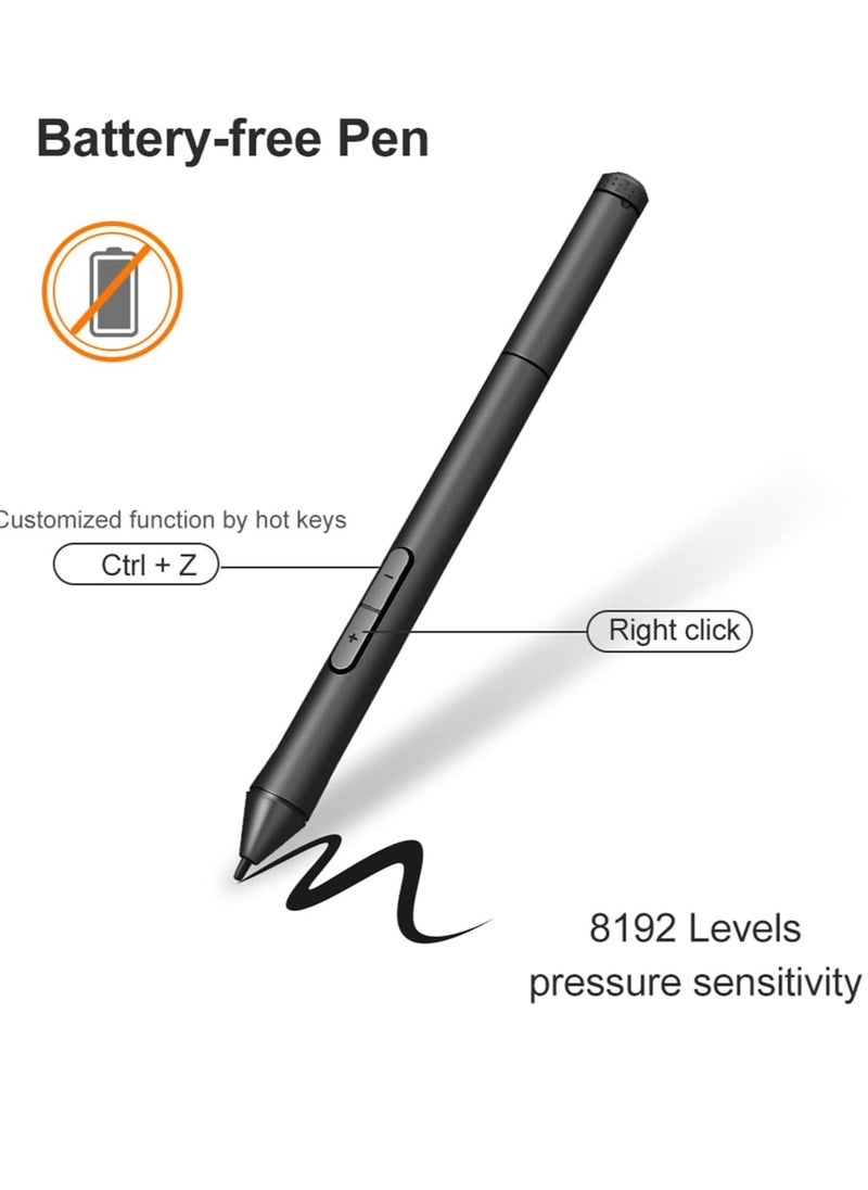General Battery-free stylus pen 8192 pressure levels with 2 wireless customizable buttons for T503 G10 graphics tablet  - Image 5