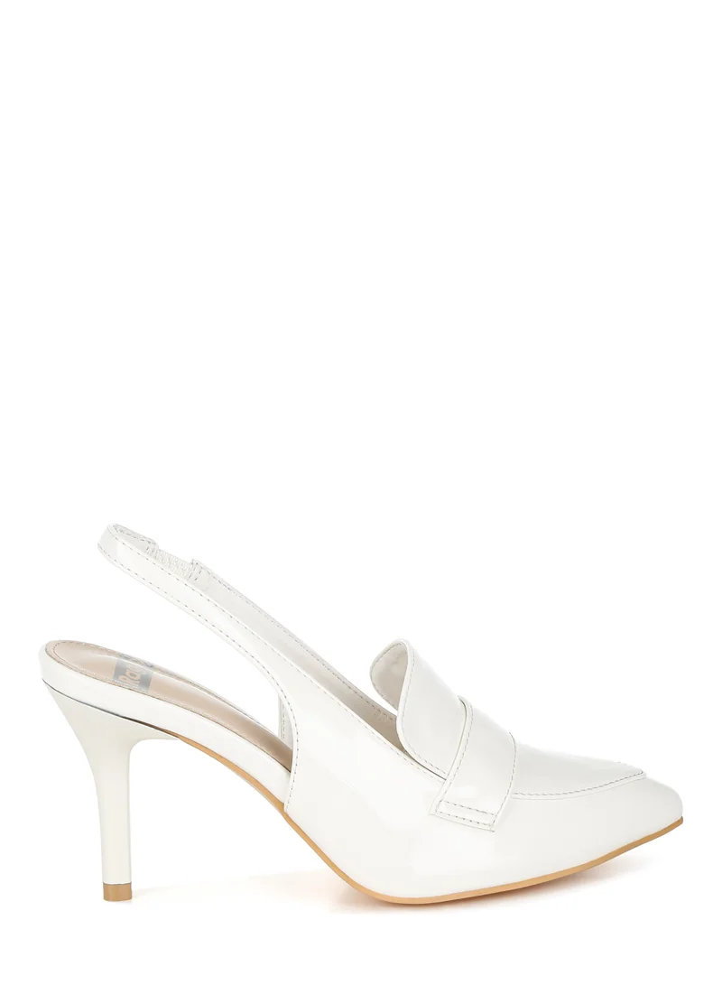 لندن راج صندل لوفر Slingback باللون الأبيض