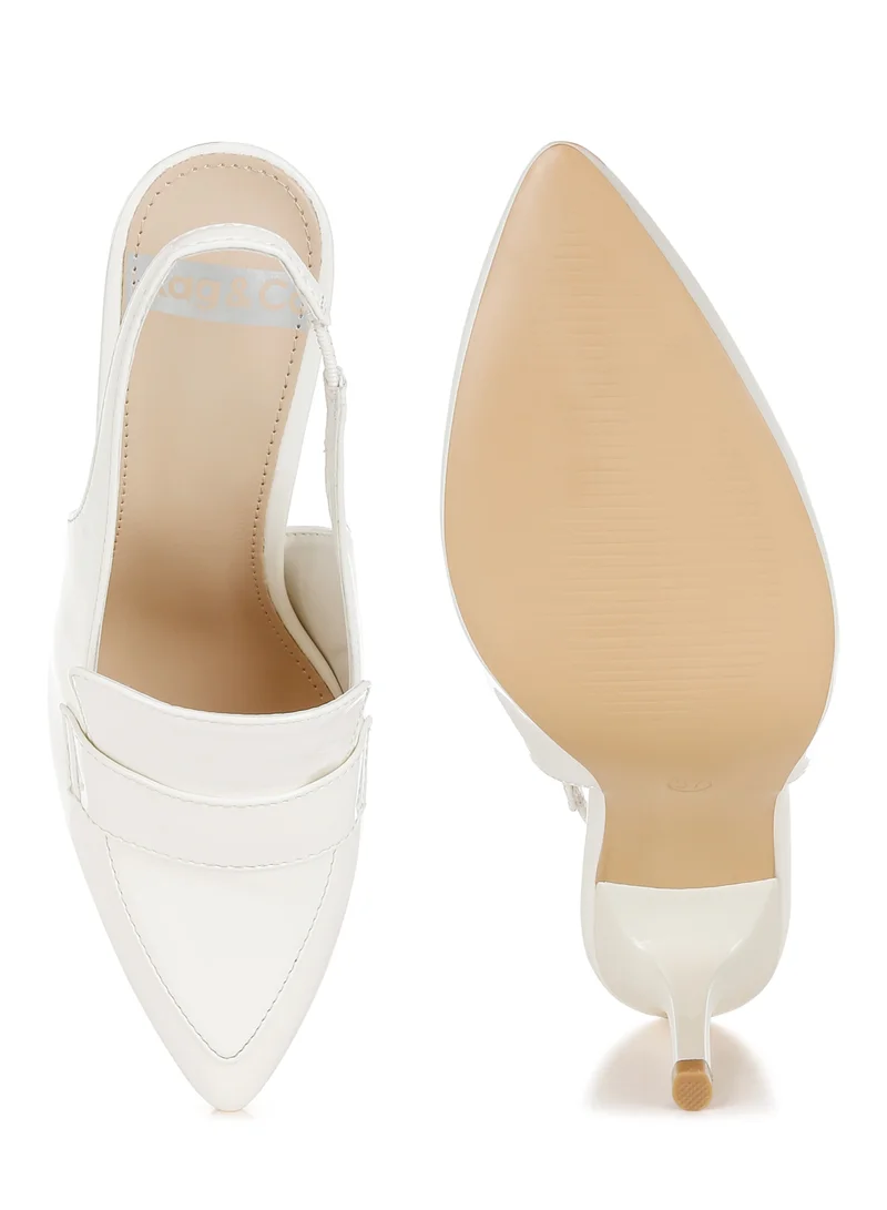 لندن راج صندل لوفر Slingback باللون الأبيض