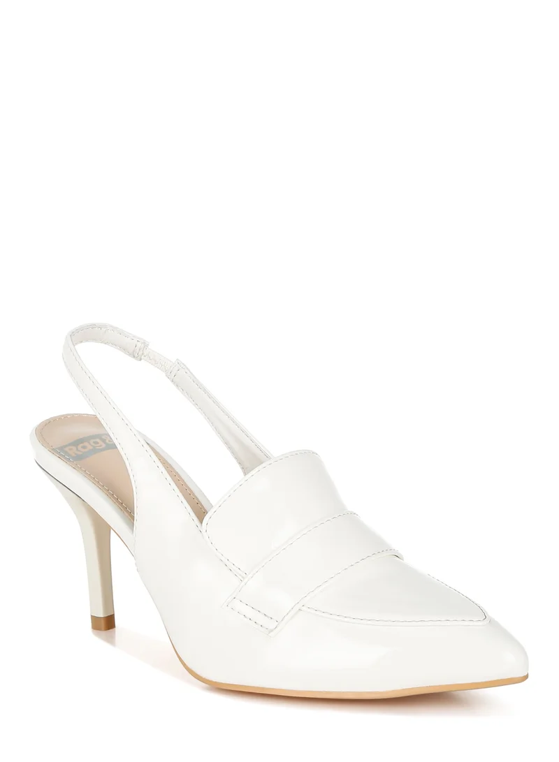 لندن راج صندل لوفر Slingback باللون الأبيض