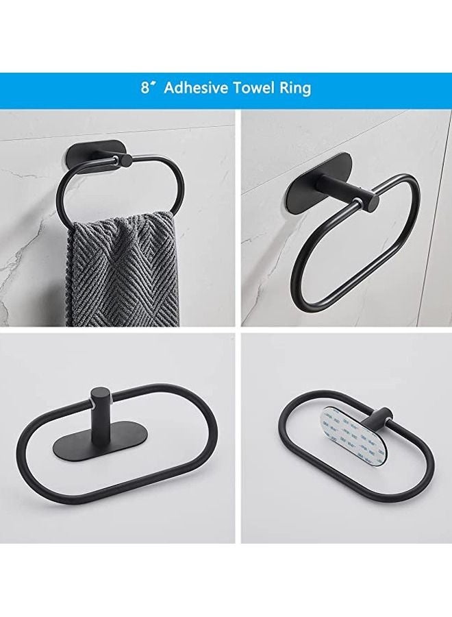 4-Pieces Matte Black Bathroom Hardware Set , Includes Adhesive Toilet Paper Holder, Adhesive Hand Towel Bar, Adhesive Robe Towel Hook ，Bathroom Accessories Kit - Image 3
