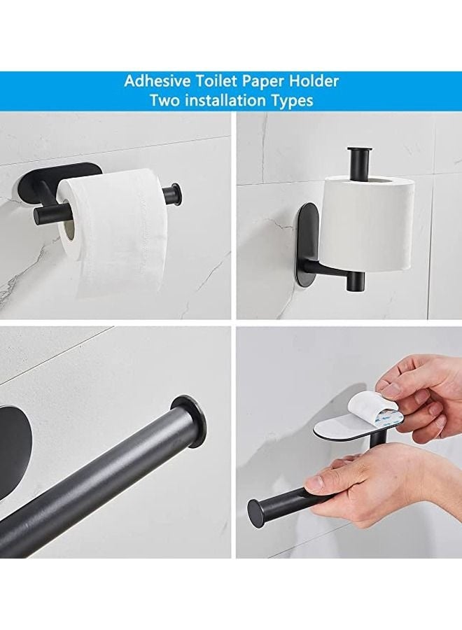 4-Pieces Matte Black Bathroom Hardware Set , Includes Adhesive Toilet Paper Holder, Adhesive Hand Towel Bar, Adhesive Robe Towel Hook ，Bathroom Accessories Kit - Image 4