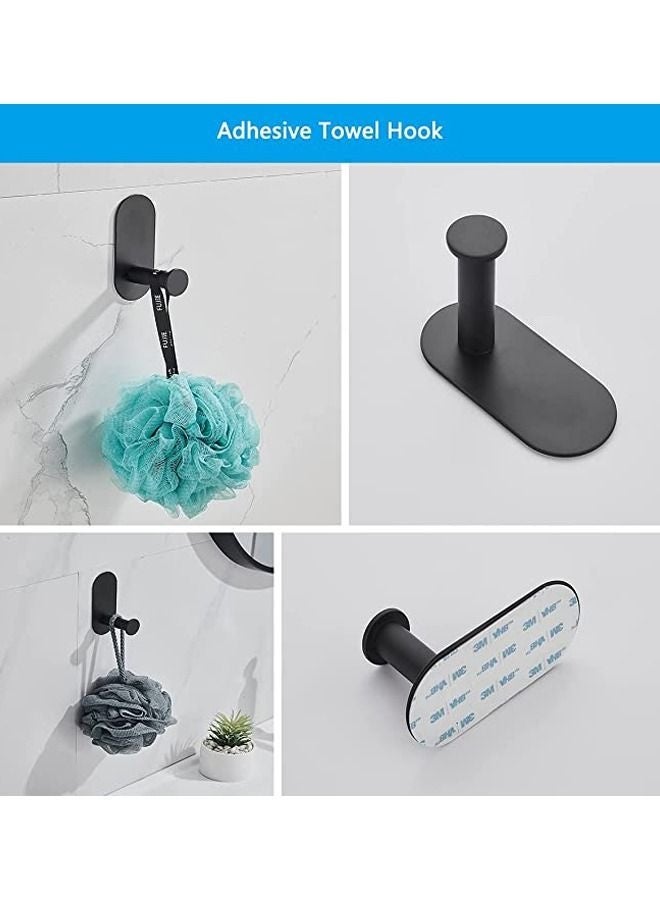 4-Pieces Matte Black Bathroom Hardware Set , Includes Adhesive Toilet Paper Holder, Adhesive Hand Towel Bar, Adhesive Robe Towel Hook ，Bathroom Accessories Kit - Image 5