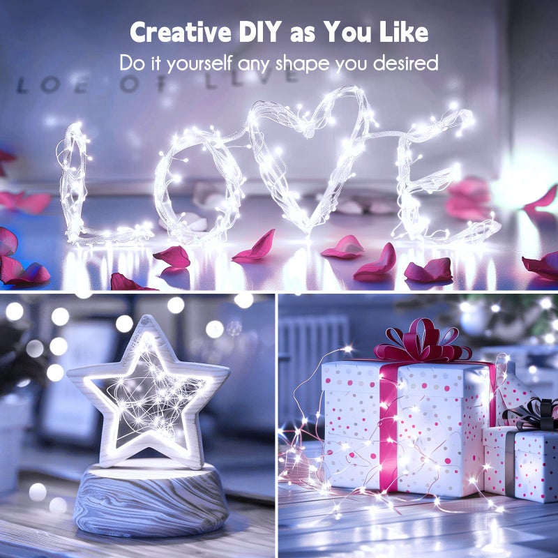 Minetom 100 LEDs Fairy Lights 33 Ft Firefly String Lights Waterproof Starry Lights on Silver Coated Copper Wire Perfect for Christmas Party DIY Wedding Bedroom Indoor Party Decorations Pure White - Image 5