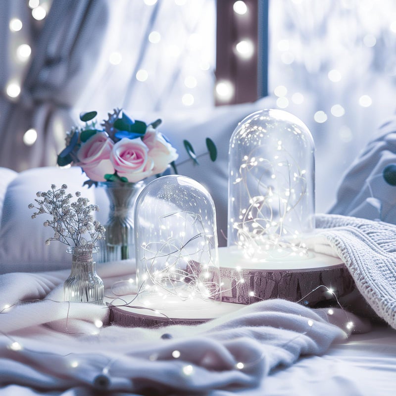 Minetom 100 LEDs Fairy Lights 33 Ft Firefly String Lights Waterproof Starry Lights on Silver Coated Copper Wire Perfect for Christmas Party DIY Wedding Bedroom Indoor Party Decorations Pure White - Image 3