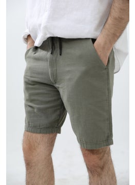 Cool Tarz Cool Style Men's Khaki Musli Laced Linen Shorts  - Image 1