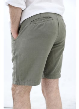 Cool Tarz Cool Style Men's Khaki Musli Laced Linen Shorts  - Image 2