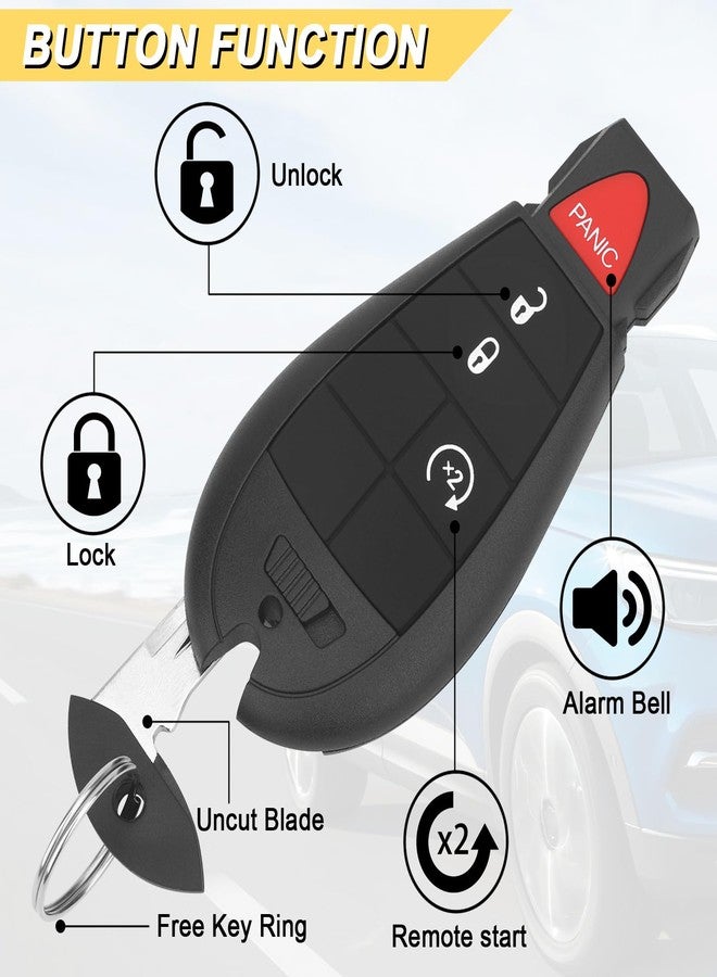 Vurkcy Key Fob Replacement for 2009-2014 Dodge Ram 1500 2500 3500/08-20 Grand Cherokee/ 08-16 Chrysler Town & Country Car Keyless Entry Remote Control,M3N5WY783X IYZ-C01C,4 Buttons,2Pcs - Image 3